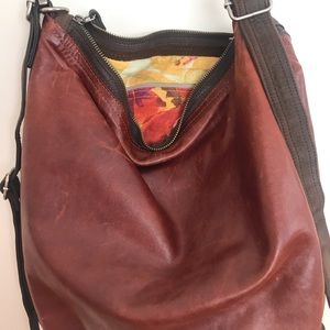Rough and Tumble Large Vintage Hoop Hobo in Redwood denim